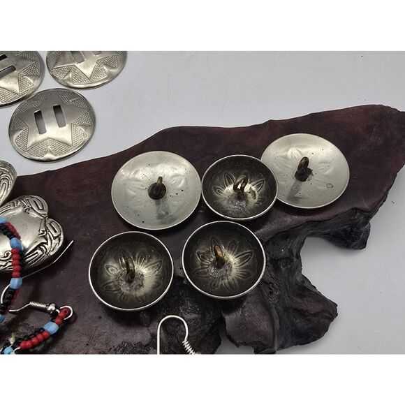 Vtg Native American Style Seed Bead Jewelry, Shank Buttons, Concho, Craft.. - Picture 7 of 16